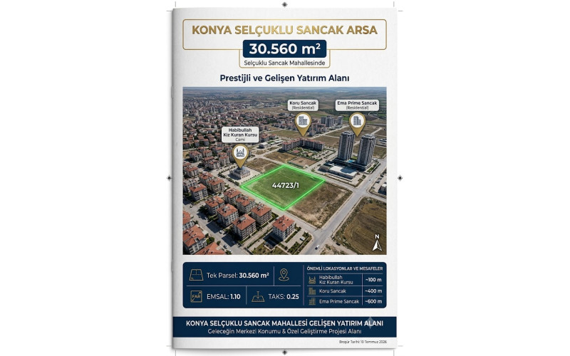 Konya Selçuklu Sancak Arsa - 30.560 m² Konya Selçuklu Sancak Arsa - 30.560 m²
